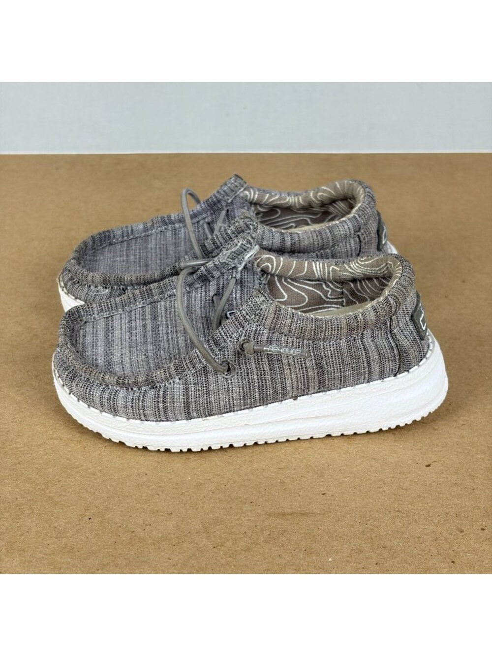 Hey Dude Wally Toddler Linen Stone Casual Shoes Kids 7 Gray Slip On